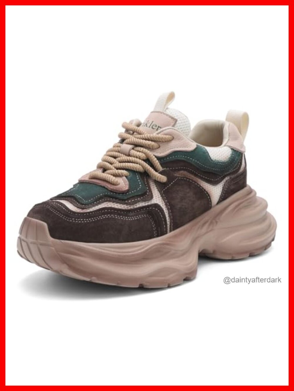 Women's Chunky Platform Sneakers Retro Colorblock Lace-Up Walking Shoes